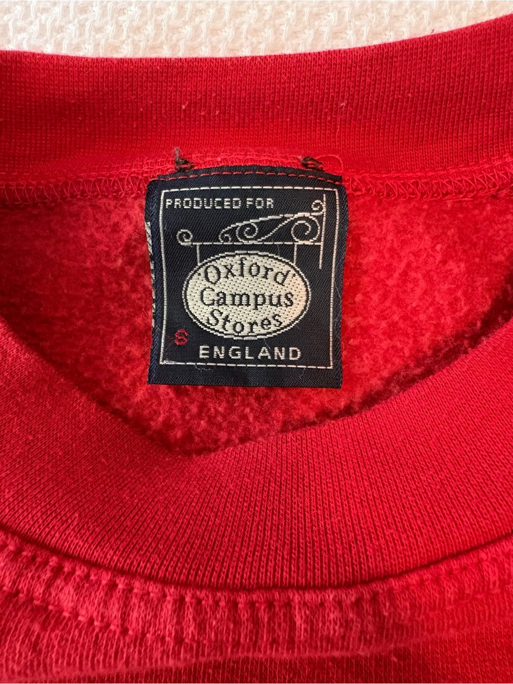 Oxford University Red Crewneck Sweatshirt Navy White Lettering VTG Small - Picture 2 of 6